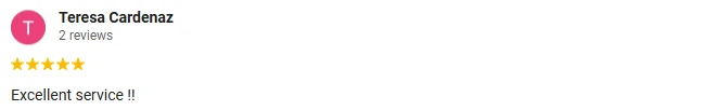 Eye Doctor Santa Ana CA Testimonial Teresa C A 5-star Google Review of Santa Ana Optometry, Inc. praising excellent service