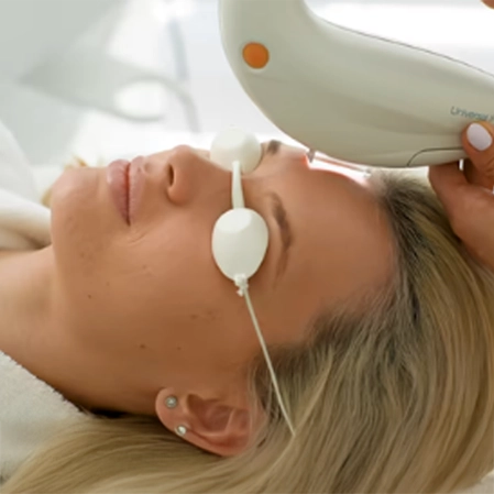 Eye Doctor Santa Ana CA Woman With Protective Laser Eyewear