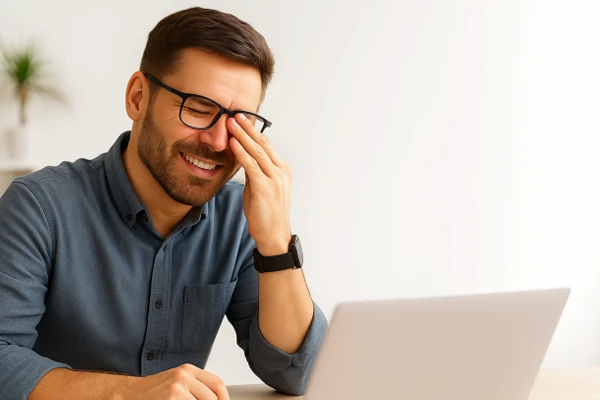 Eye Doctor Santa Ana CA Man Rubbing Eye